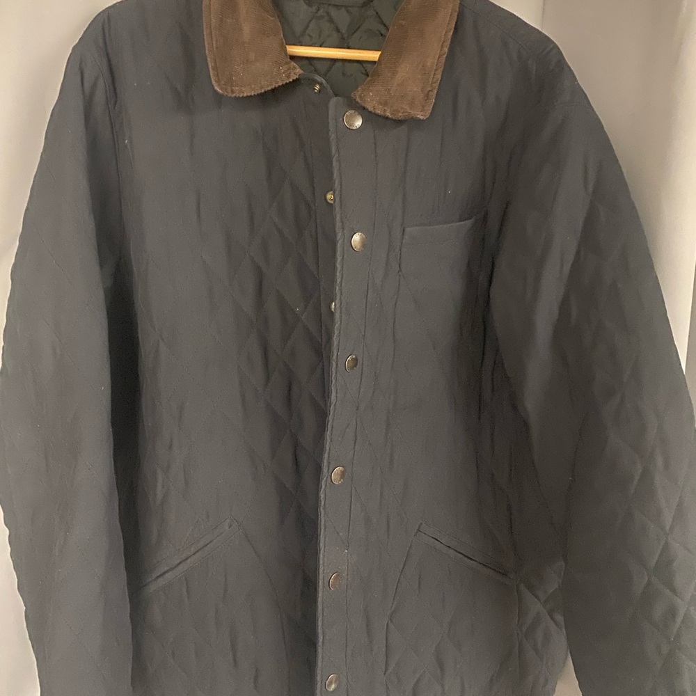 Men's Orvis Black Quilted Jacket with Brown Collar